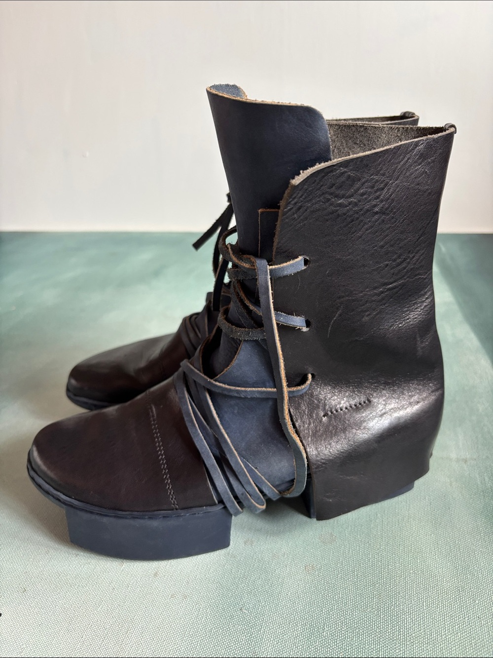 Trippen Layers Plateau Leather Ankle Boots Lagenlook